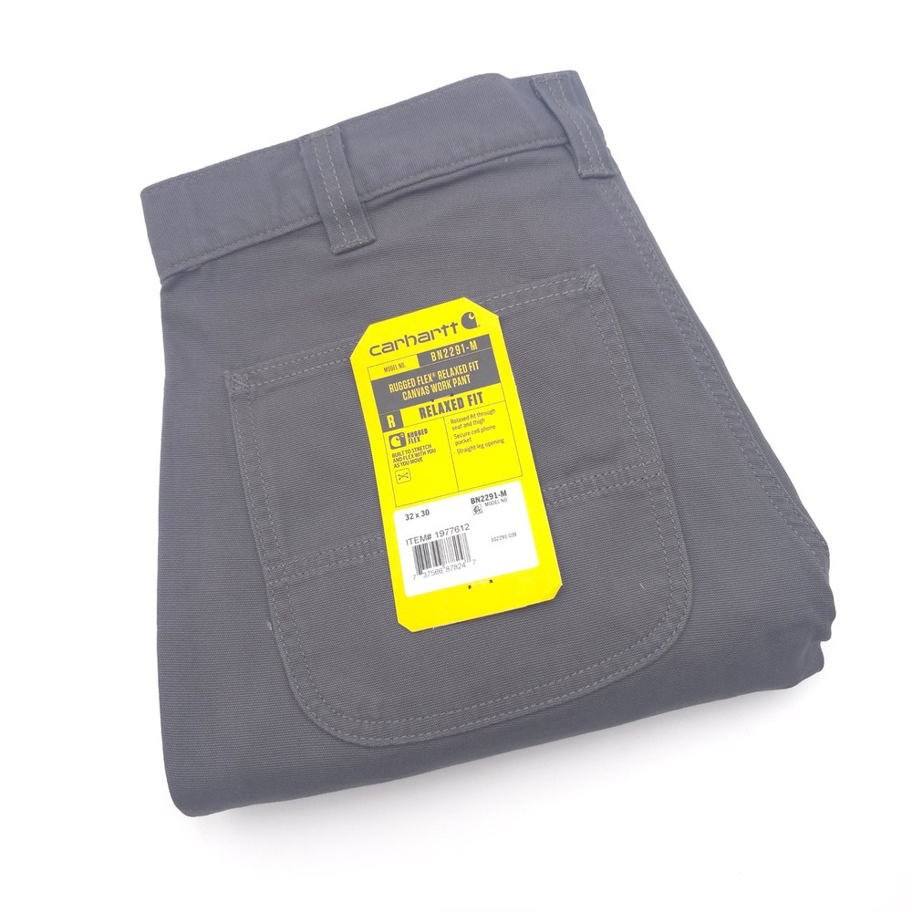 Carhartt Rugged Flex Relaxed Fit Canvas Work Pants Gray 32x30 BN2291-M NWT